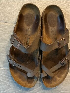 Birkenstock Mayari Brown Double-Buckle Leather Sandals EU 41 Women 10 Men 8